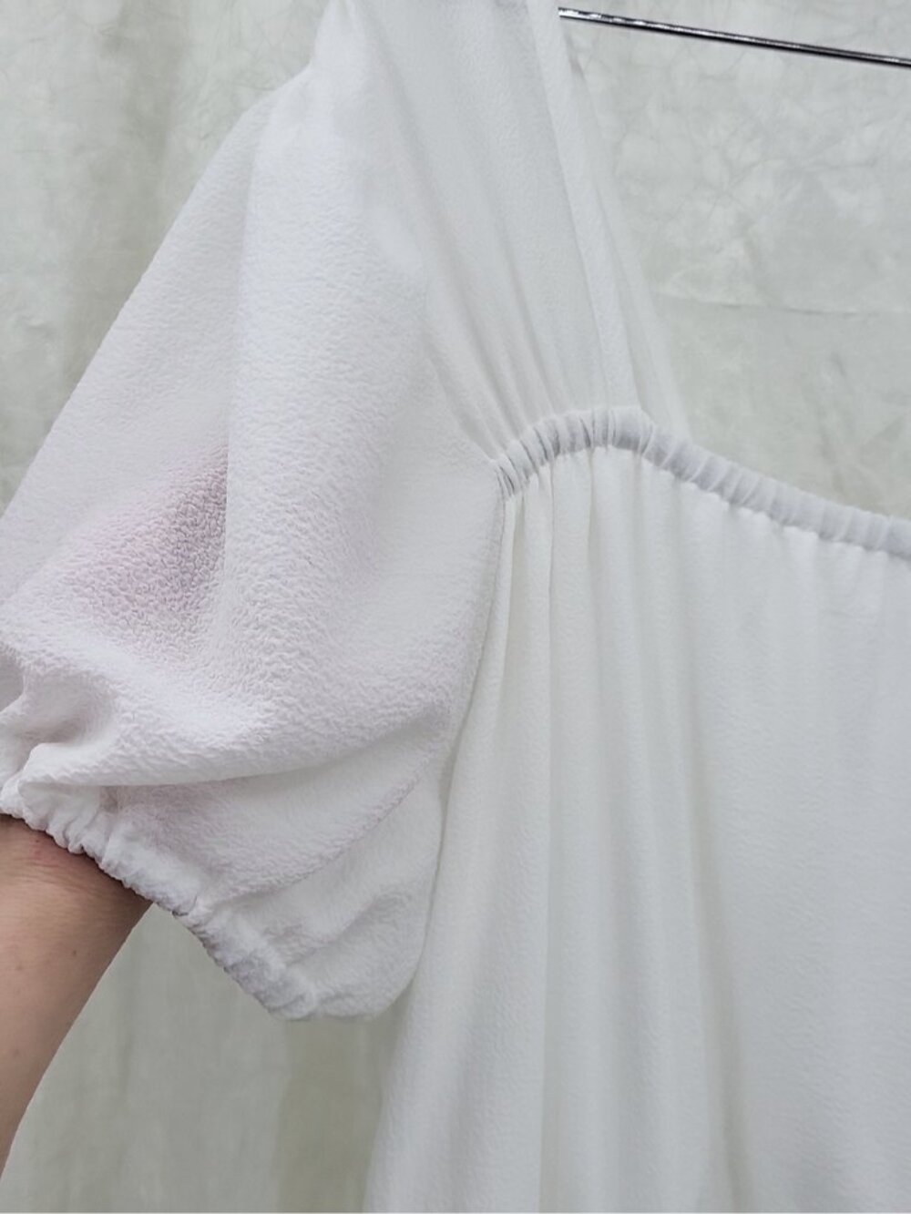 Dex Puff Sleeve  White Tiered Midi Dress Size XL - Picture 3 of 11